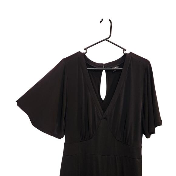 Torrid Black Tie Waist Wide Leg V-Neck Challis Flutter Sleeve Jumpsuit Size 2X - Picture 4 of 11